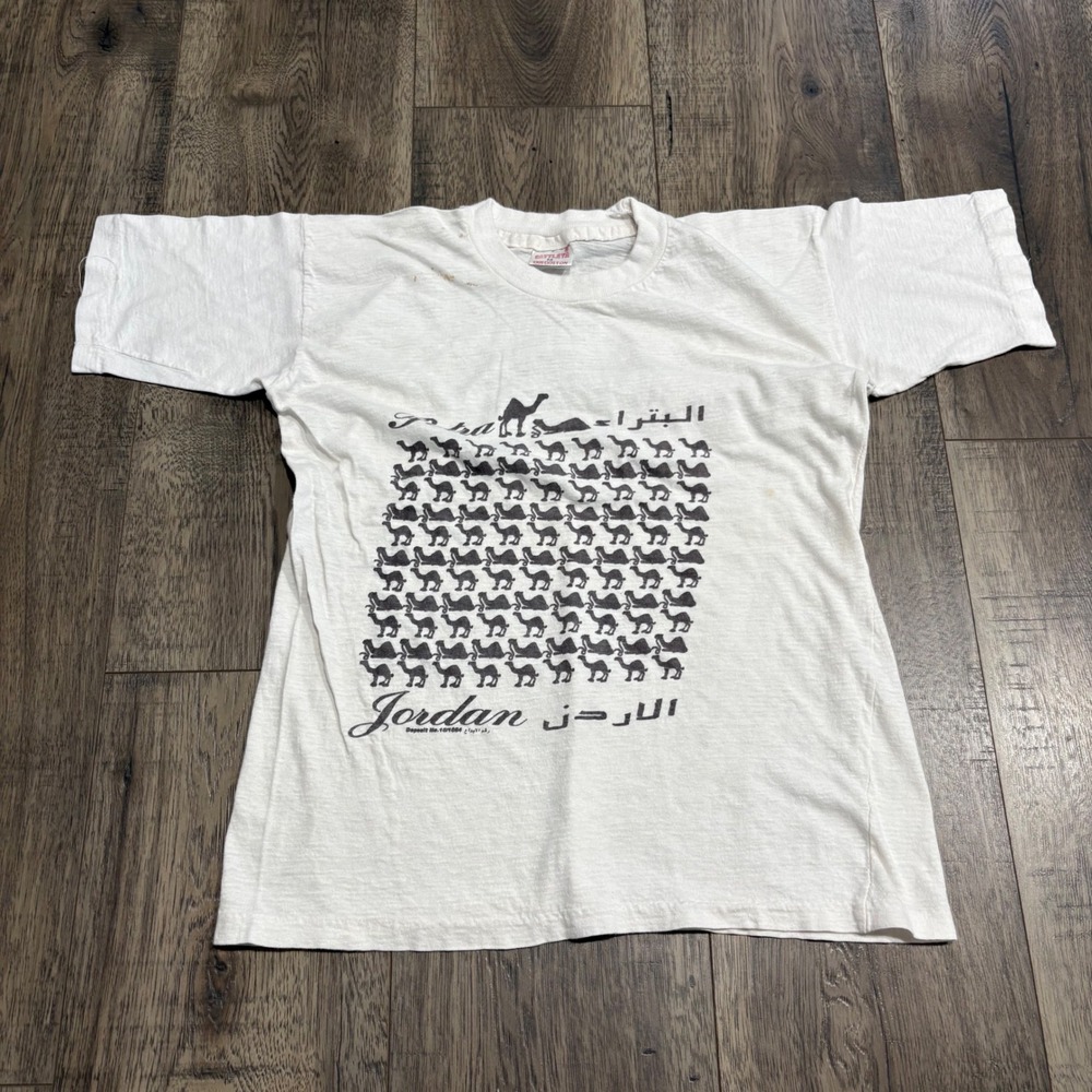 Cattleya Petra Jordan Souvenir T-Shirt Unisex Medium White Camel Graphic Vintage